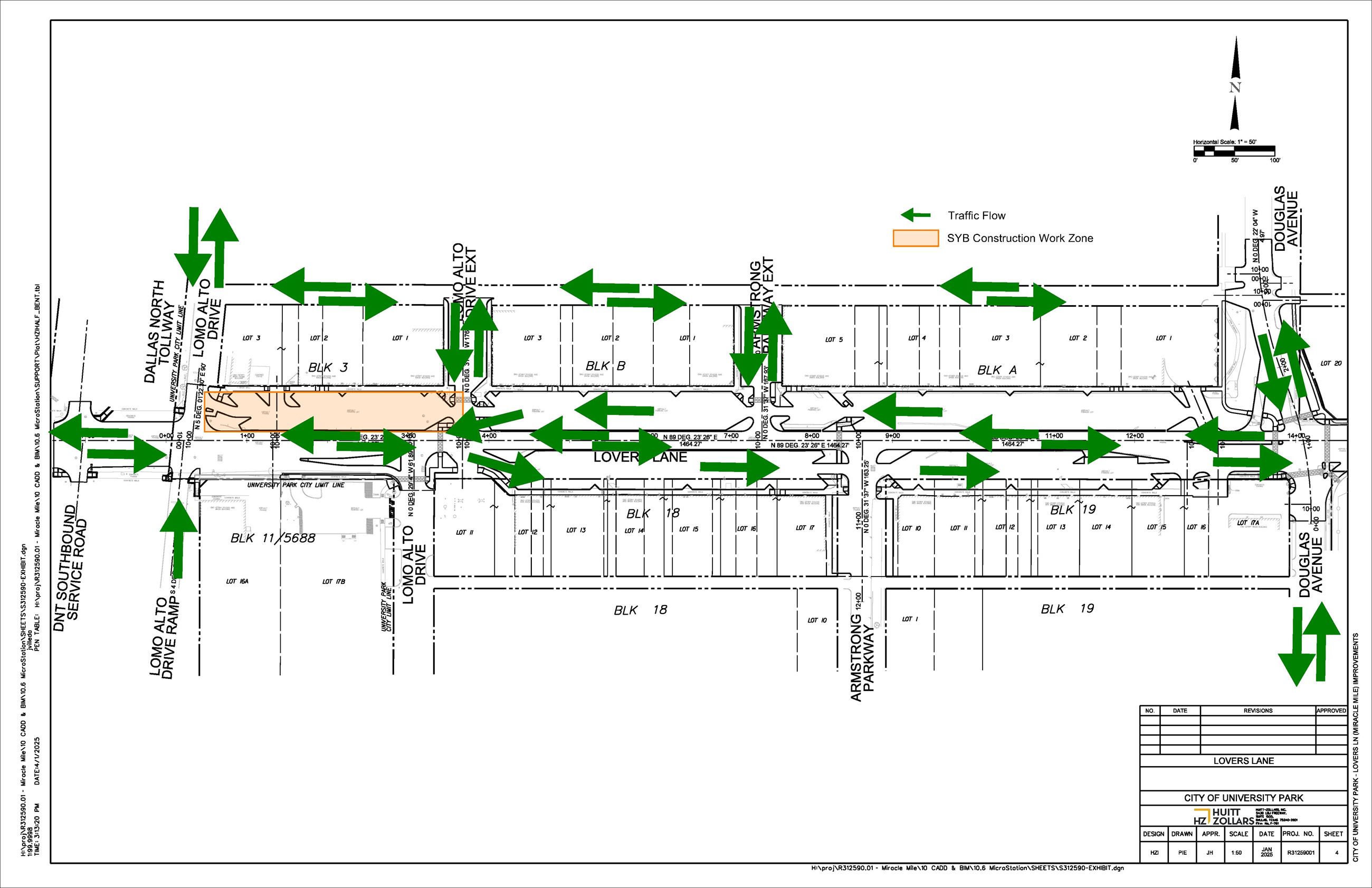 Miracle Mile Phase 6 traffic control graphic